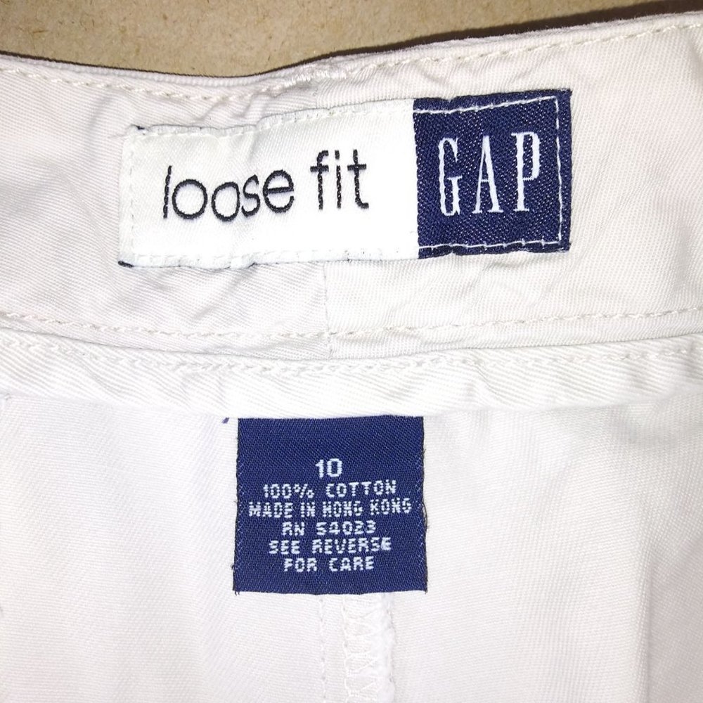 VINTAGE GAP LOOSE FIT KHAKI SHORTS White Women's Size 10 - Picture 3 of 4